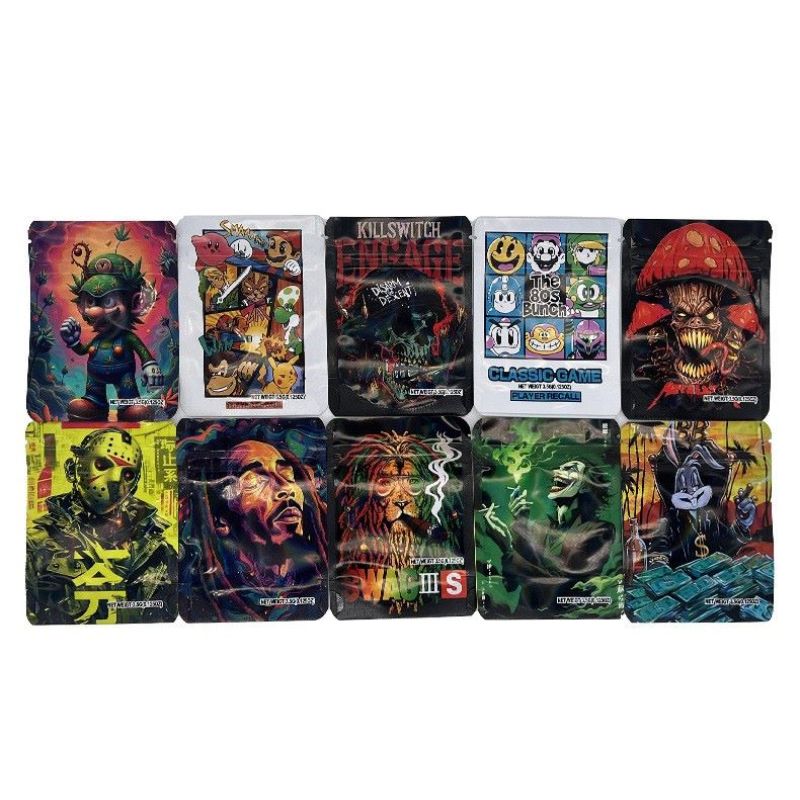 3.5g Pop Culture Mylar Weed Bags — Cartoon & Retro Style